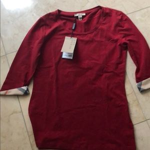 Burberry red 3/4 length shirt